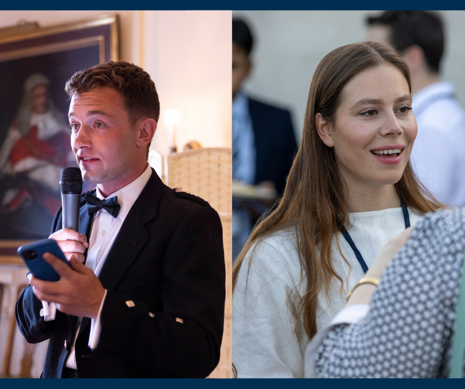 (L-R) Lachlan Stewart, Chair of the Young Barristers’ Committee and criminal barrister, and lawyer Louise van de Pol, who practises in Amsterdam in different fields, specialising in digital law.